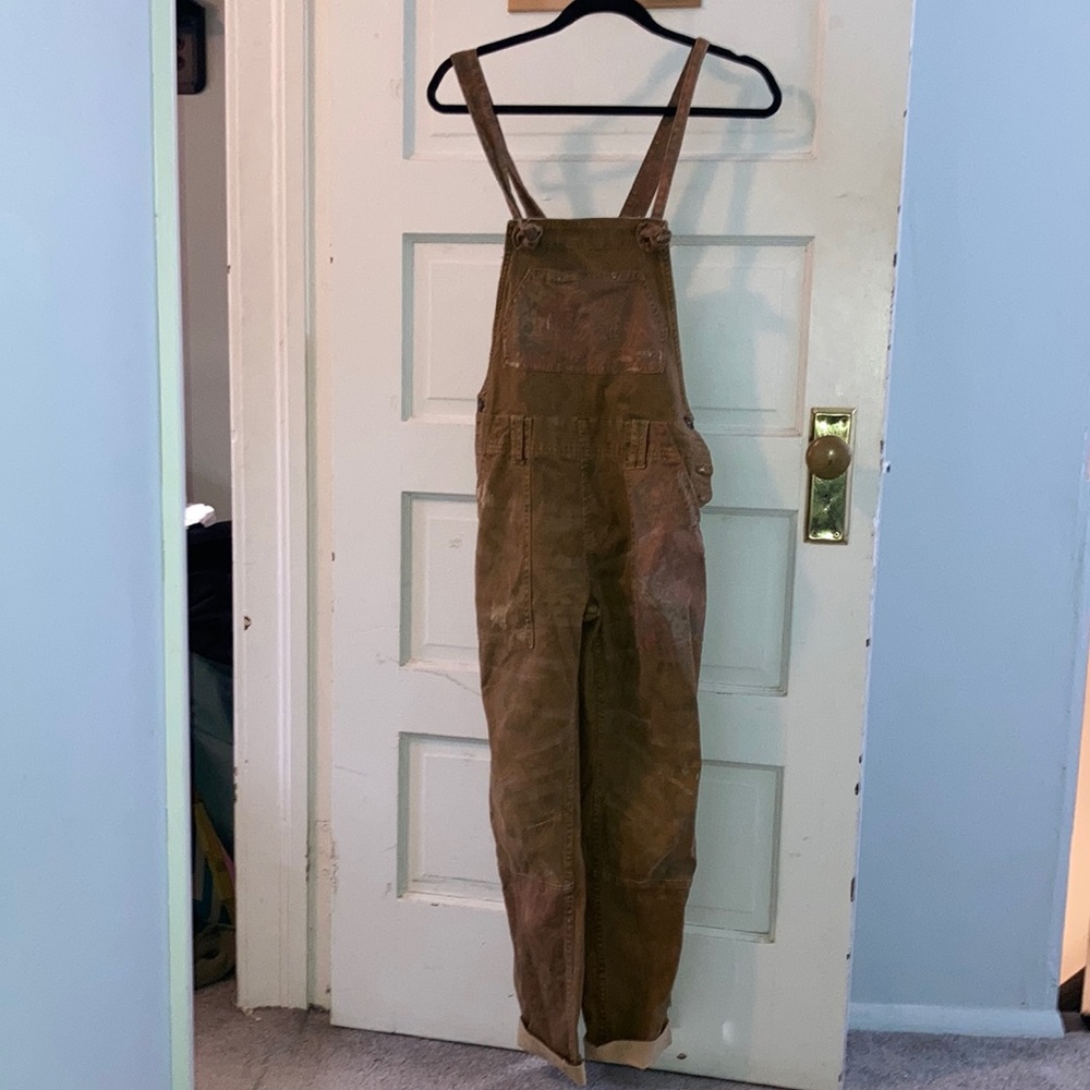 NWOT Anthropologie Pilcro The Wanderer Overalls Brown paisley Size 26
